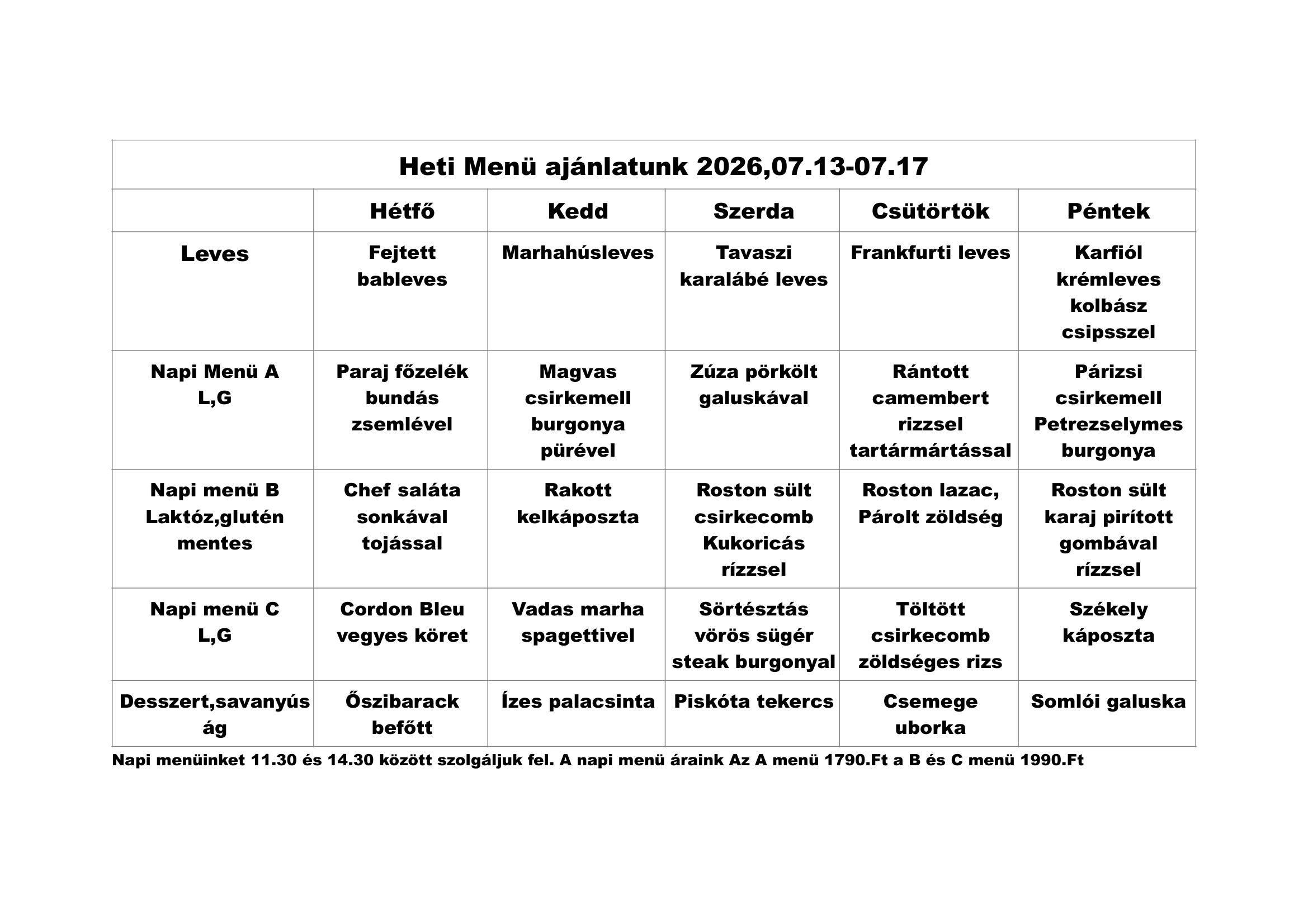 Heti Menü ajánlatunk 2026,07.13-07.17-1